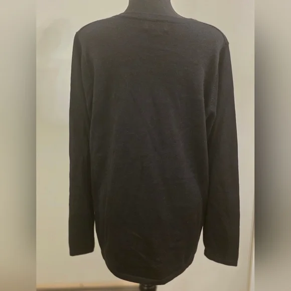 Quacker Factory Black Sweater with Gold and Silver Sequin Design - Picture 2 of 5